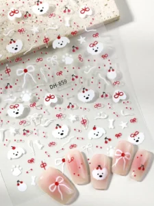 1/2 Cute Nail Stickers Diy Cherry Dog Pattern