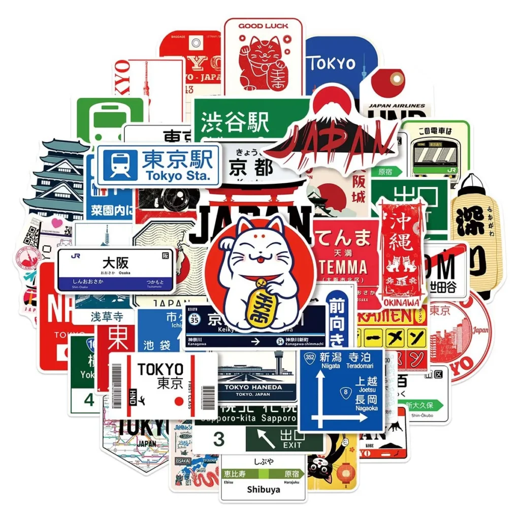 10/ Japanese Tokyo Stop Sign Logo Stickers Aesthetic
