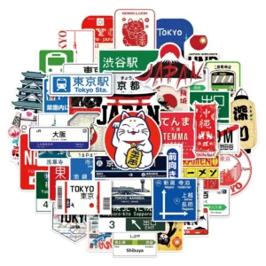 10/ Japanese Tokyo Stop Sign Logo Stickers Aesthetic