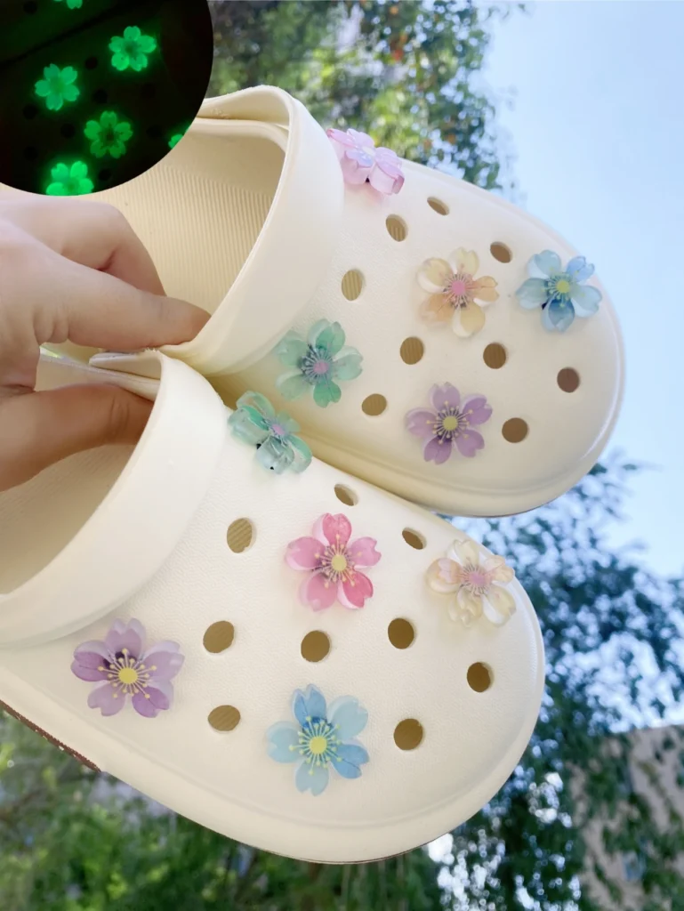 10- Clogs Accessories Glow-in-the-dark Cherry blossom Girl Heart