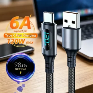 120W 6A USB Type-C Super Fast Charging Cable,