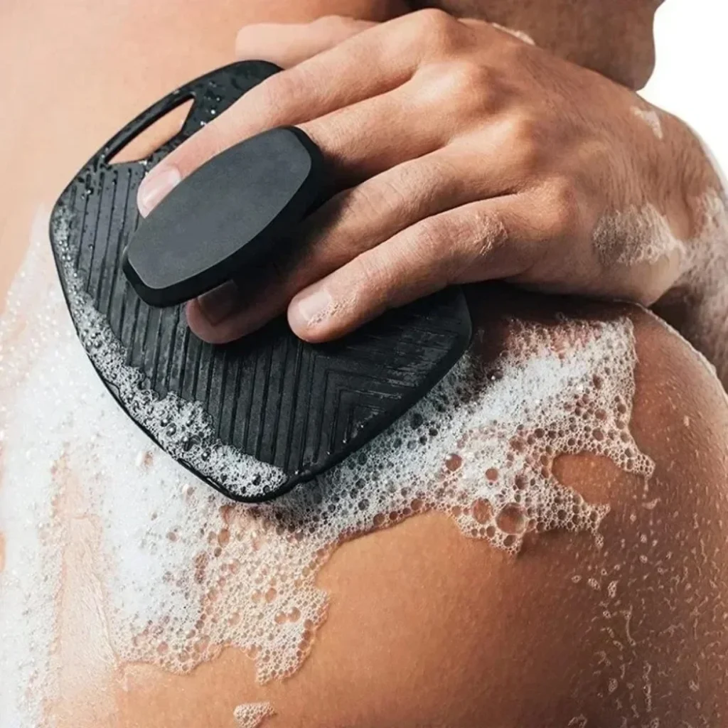 Black Silicone Exfoliating Brush Men Cleanser Manual Body