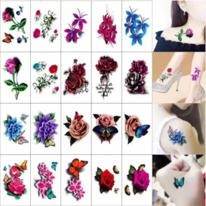 20 Sheets Waterproof Temporary Flower Butterfly Tattoo Stickers