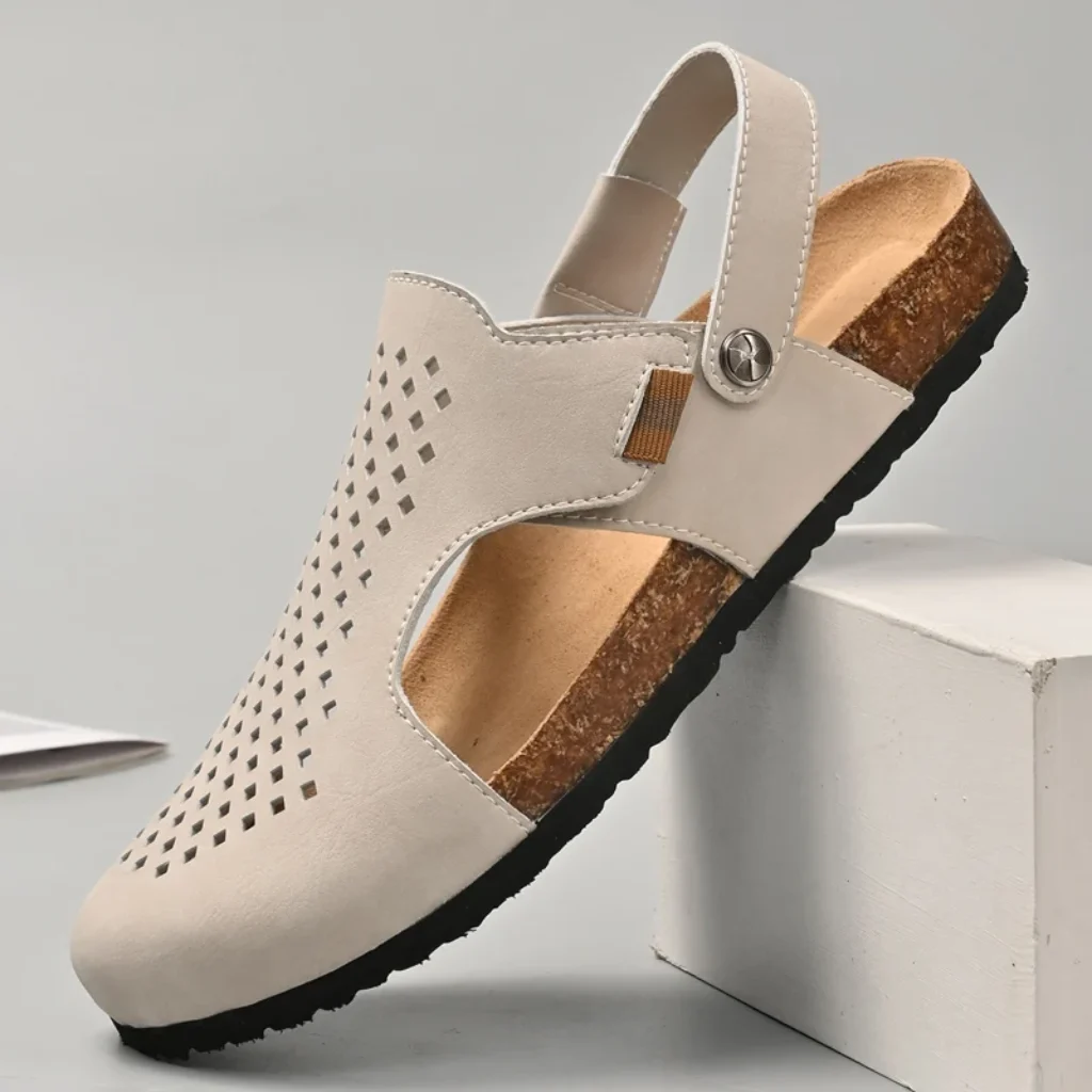 2024 Men Genuine Leather Shoes Men’s Sandals Durable