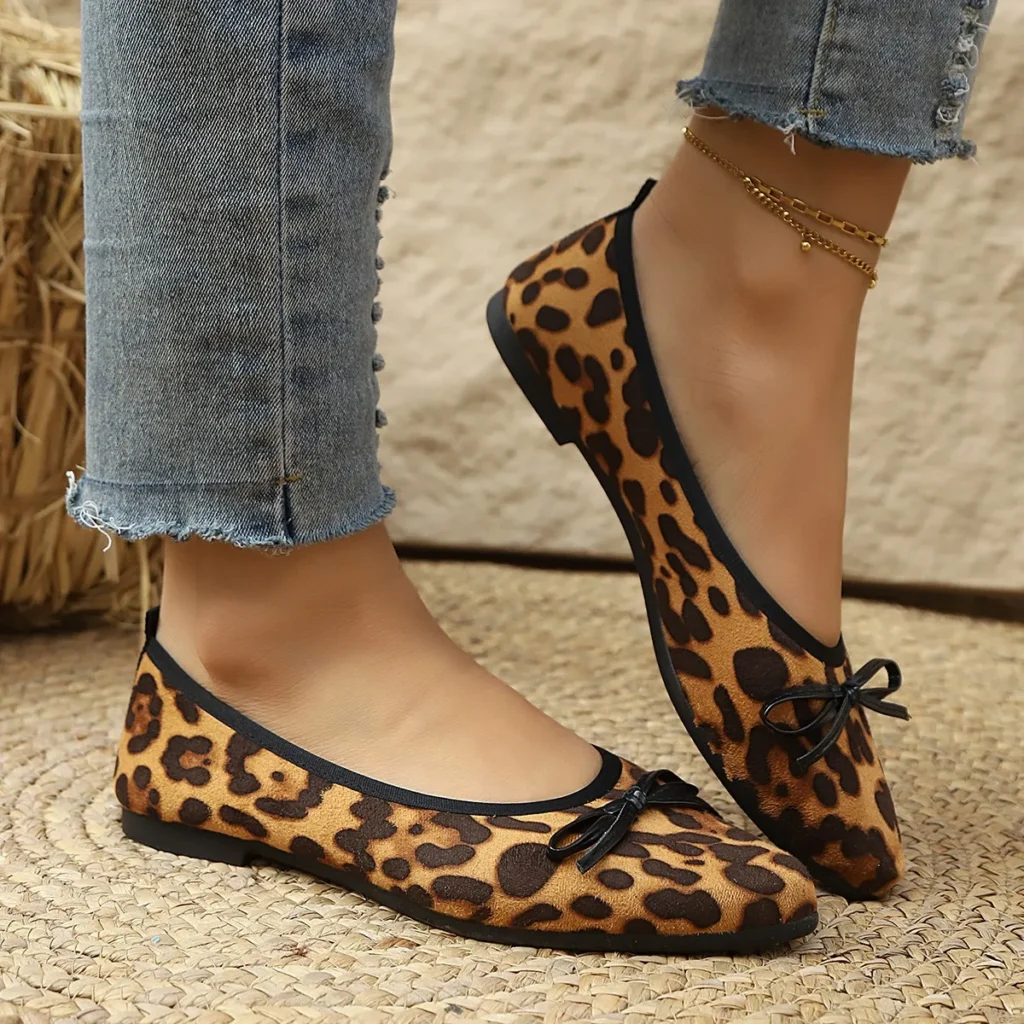 2026 Leopard Flats Women Round Toe Bowtie Work