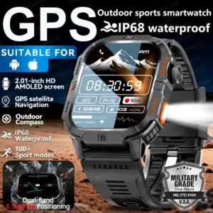2026 Men Military GPS SmartWatch 2.01″ AMOLED Screen