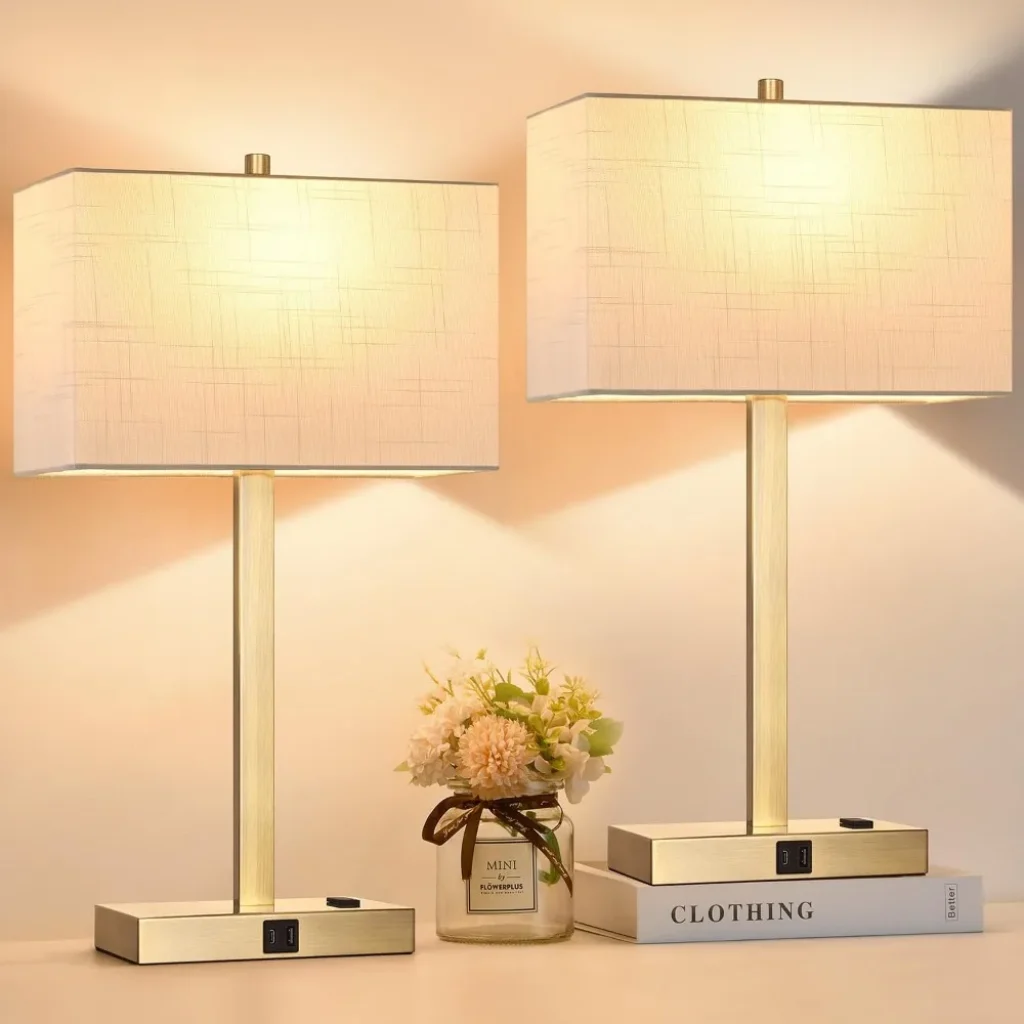 21″ Touch Bedside Lamps, USB & AC Outlets,