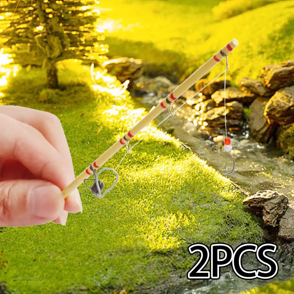 2x 1/12 Tiny Fishing Pole Diorama Scenery Mini
