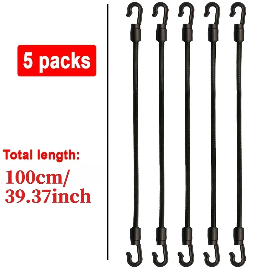 100cm Length Heavy-Duty Bungee Cords Hooks, Adjustable Elastic
