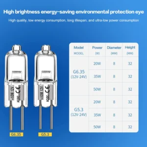 G6.35 12V Halogen Lamp 20W 35W 50W Bulb