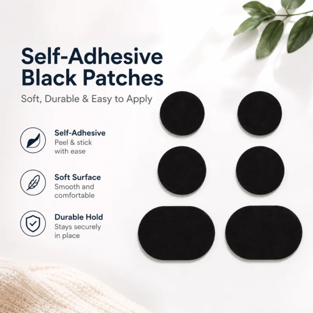 Durable Black Shoe Heel Repair Stickers, Peel &
