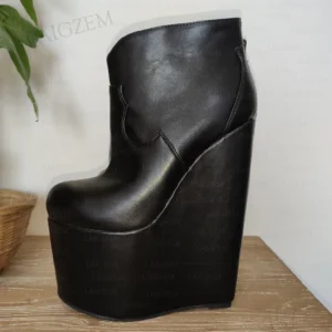BERZIMER Women Ankle Boots Platform Pull Up 20cm