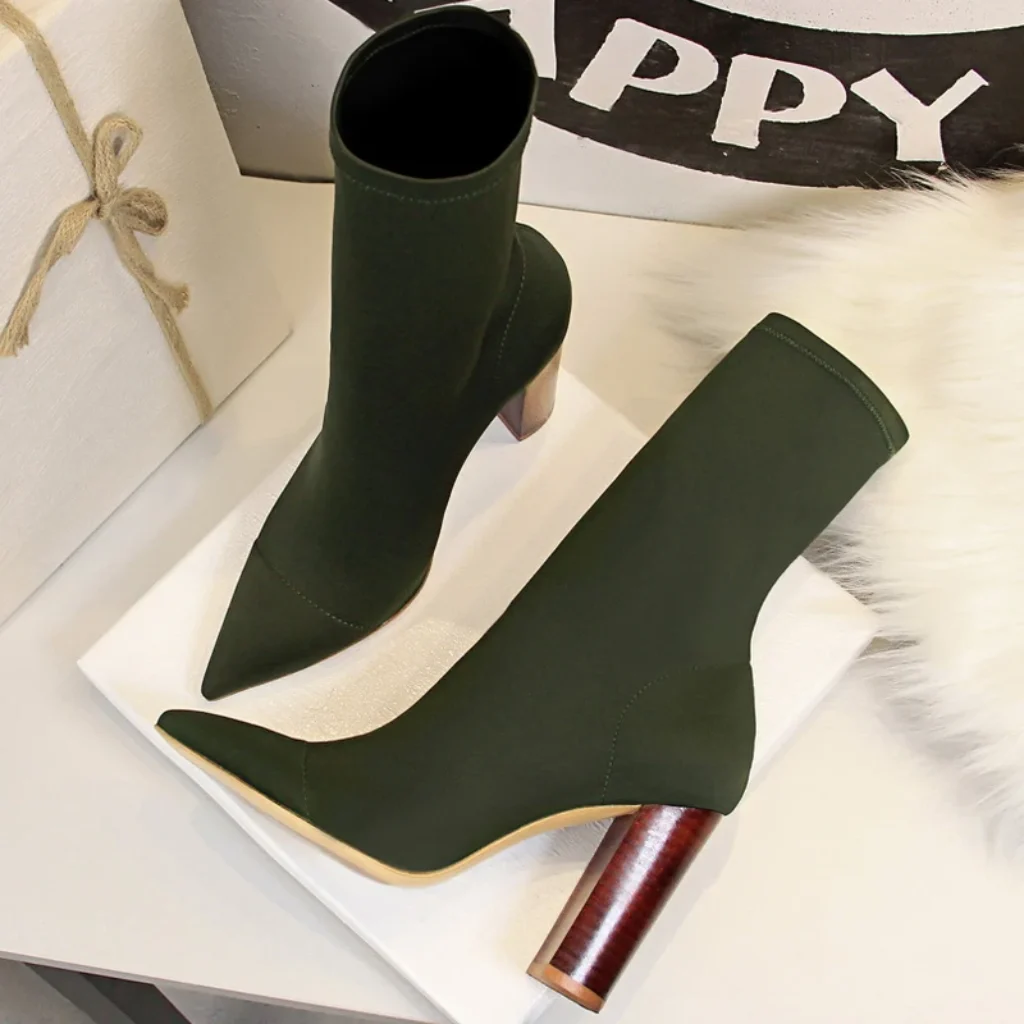 BIGTREE Shoes Women Stretch Boots Sexy Sock Boots
