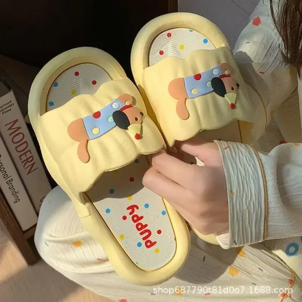Cartoon Dog Slippers Women Soft Anti-Slide Indoor Outdoor