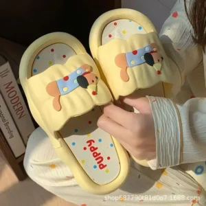 Cartoon Dog Slippers Women Soft Anti-Slide Indoor Outdoor