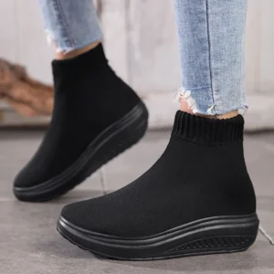 Classic Black Socks Runing Shoes Women High Sock