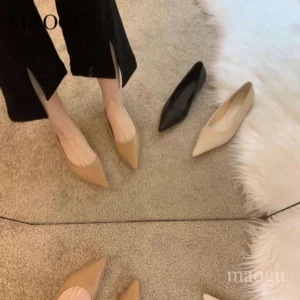 Comfortable Office Ladies Low Heel Pumps Slip-on Pointed
