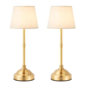 Cordless Table Lamp, Rechargeable Desk Lamp Fabric Shade,