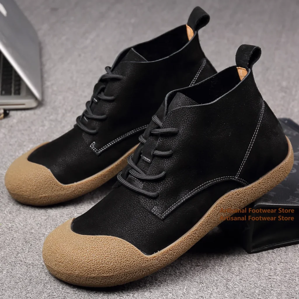 Cowhide Retro Men’s Boots Soft Leather Soft Sole