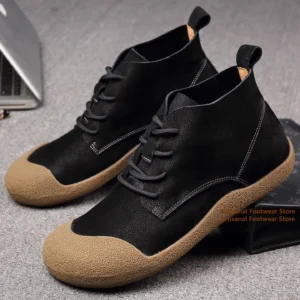 Cowhide Retro Men’s Boots Soft Leather Soft Sole