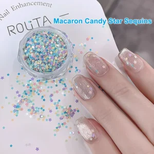 Cute Star Shape Macaron Color Nail Glitter Shiny