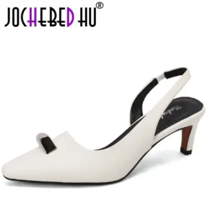 【JOCHEBED HU】Designer Metal Handmade Genuine Leather Pointed Toe