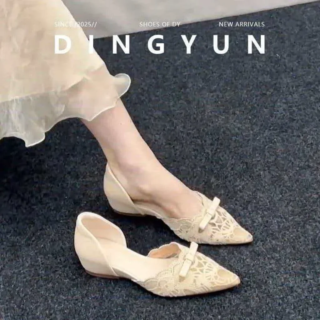 French-style Gentle Bow High-heeled Hollow Single Shoes 2026