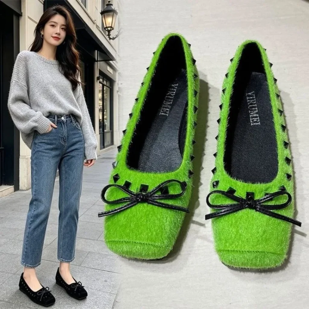French-style Square-toe Flat Shoes, Shallow Grandma Shoes Women,