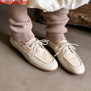 Genuine Leather Loafers Round Toe Low Heels Spring