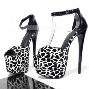Giraffe Print Peep Toe Platform Heels Sandals Women