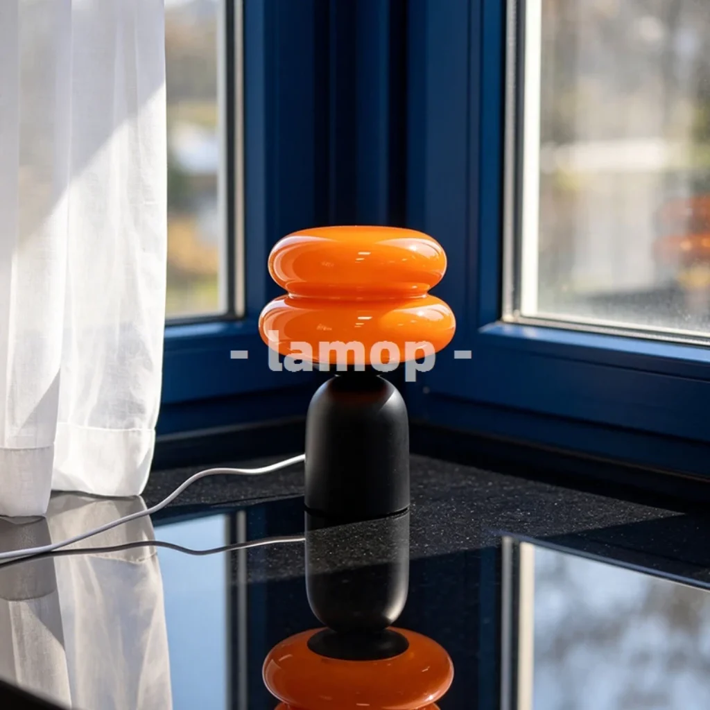Gloss Orange Double Ellipse Candy Round Short Base