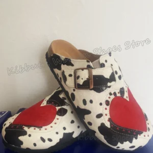 Heart Slipper Cow Print Mixed Color Slip-On Belt