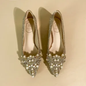 High-end Rhinestone Block Heel Single Shoes Fashion Pointed
