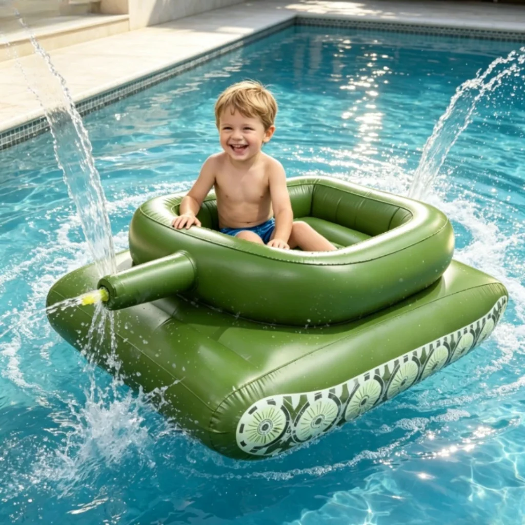 Inflatable Tank Water Sprayer Pool, Toy Tank Jet