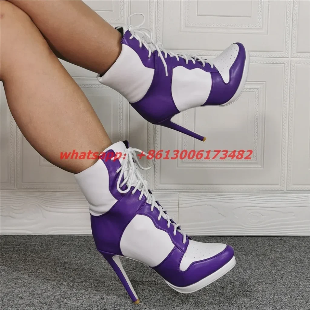 Lace Up High Top High Heel Sport Boots