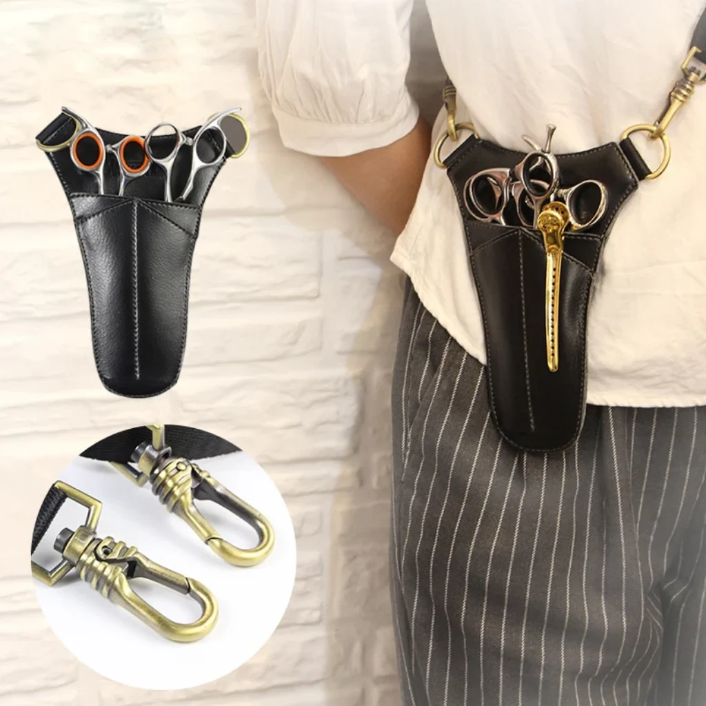 Leather Rivet Hair Scissor Bag Clips Bag Hairdressing