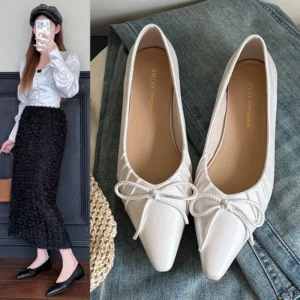 Leisure Pumps Women Basic Slip Square Low Heels