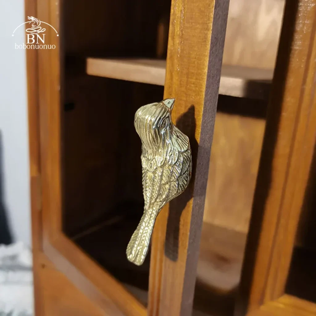 Lovely bird Shape Wardrobe Knob Brass Furniture Handles