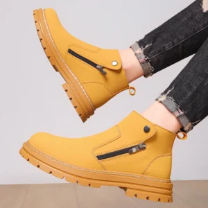 Luxury Brand Leather Outdoor Boots High-quality Side Zipper