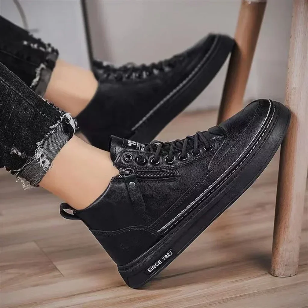 Men’s Shoes Fashion High Top Sneakers PU Leather