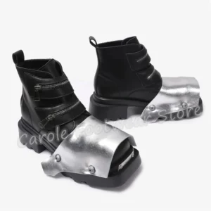 Mixed Color Leather Splicing High Top Male Boots