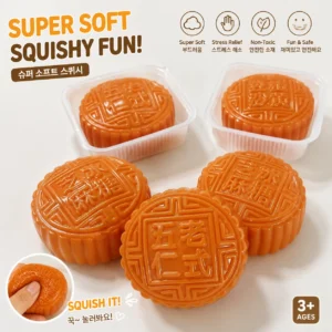 Mooncake Shape Squishy Fidget Toy, Simulation Food Squeeze
