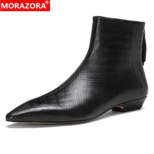 MORAZORA Size 34-43 Ins Fashion Genuine Leather Ankle