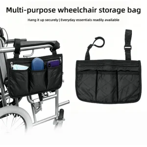 Multi-Pocket Wheelchair Side Storage Bag Armrest Organizer Pouch