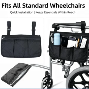 Multifunctional Wheelchair Armrest Side Storage Bag Multi-pocket Hanging