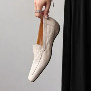 Autumn/Spring Women Loafers Genuine Leather Shoes Women Square