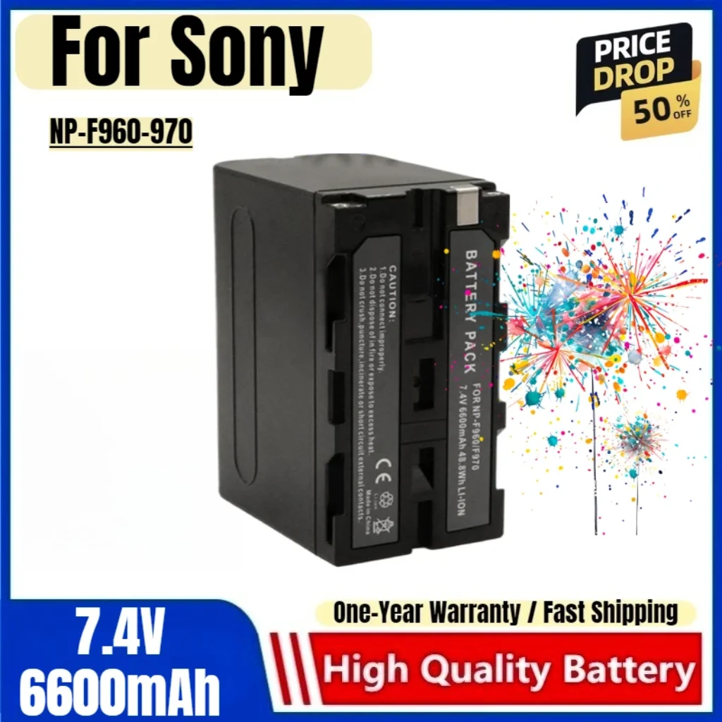 NP-F960-970 Battery 7.4V 6600mAh Rechargeable Batteries Chargers Sony