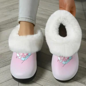 Pink Cloud Angel Print Women’s Winter Warm Plush