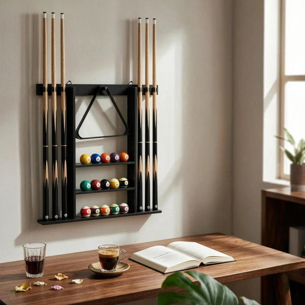 Pool Cue Rack Accessory Storage Hardwood Pool Cue