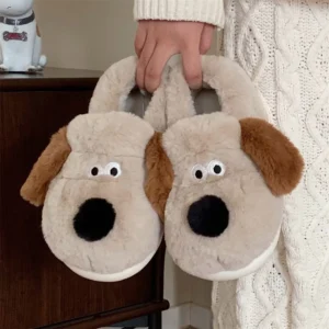 Size36-45 Hug Dog Slippers Girls Fluffy Warm Slide